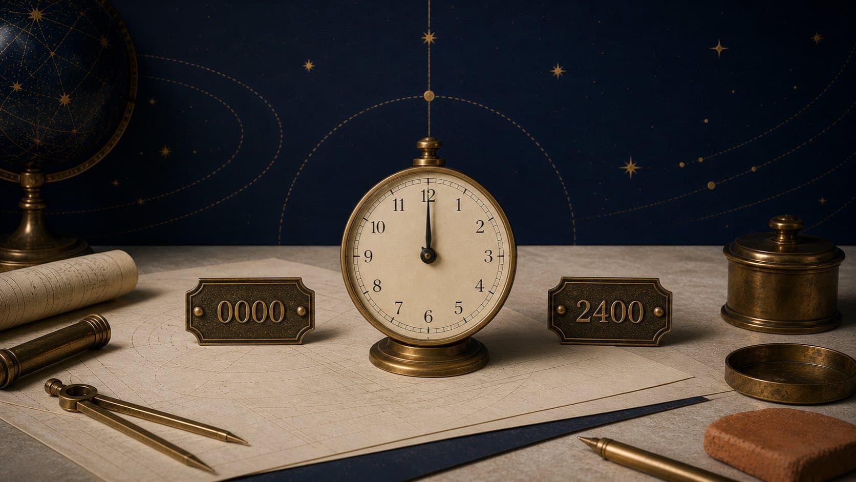 0000 vs 2400 Military Time: How to Write Midnight Correctly editorial illustration