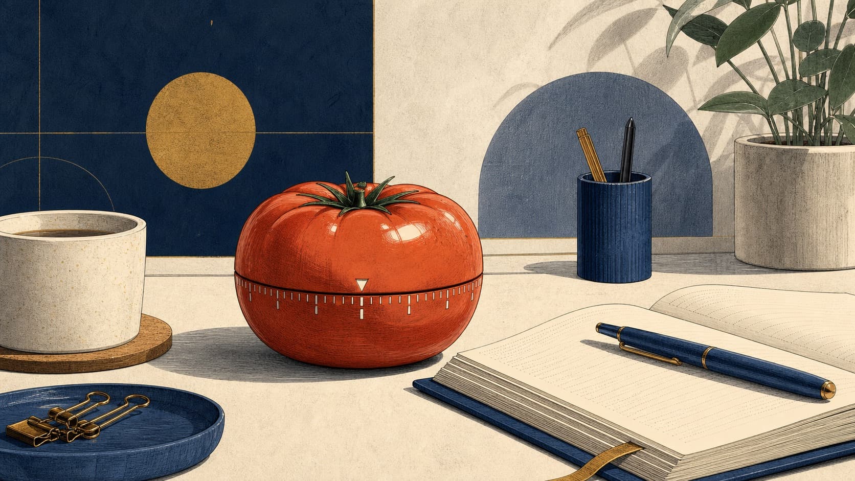 The Pomodoro Technique: Work in Focused Bursts editorial illustration