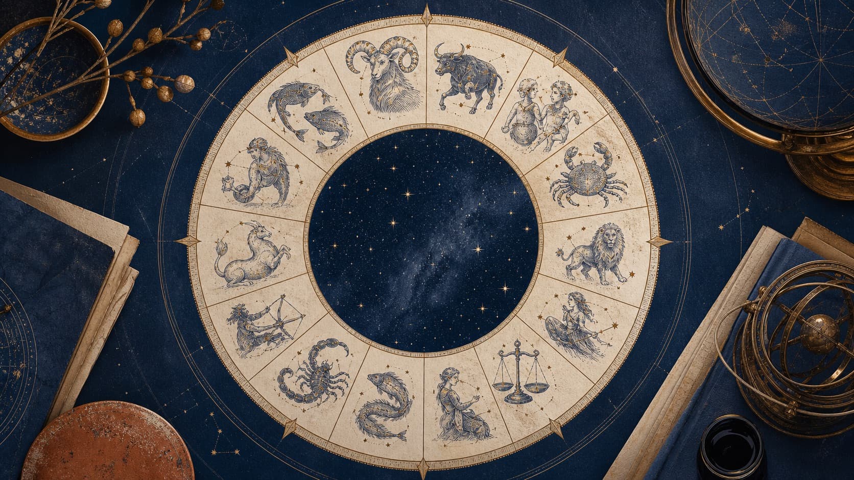 The Twelve Western Zodiac Signs Explained editorial illustration